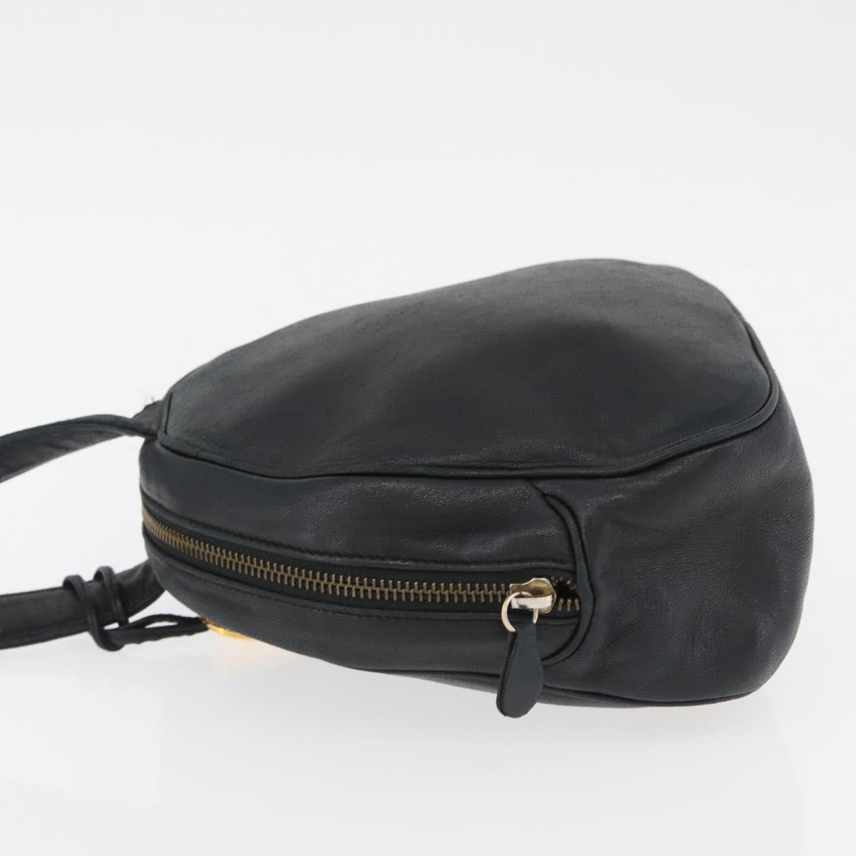 Christian Dior Shoulder Bag Leather Black Gold Auth bs34854
