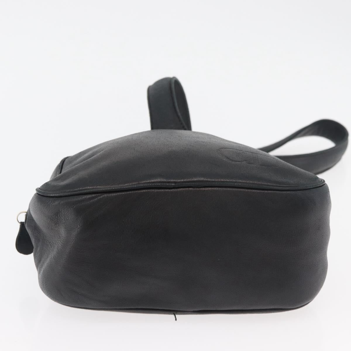 Christian Dior Shoulder Bag Leather Black Gold Auth bs34854