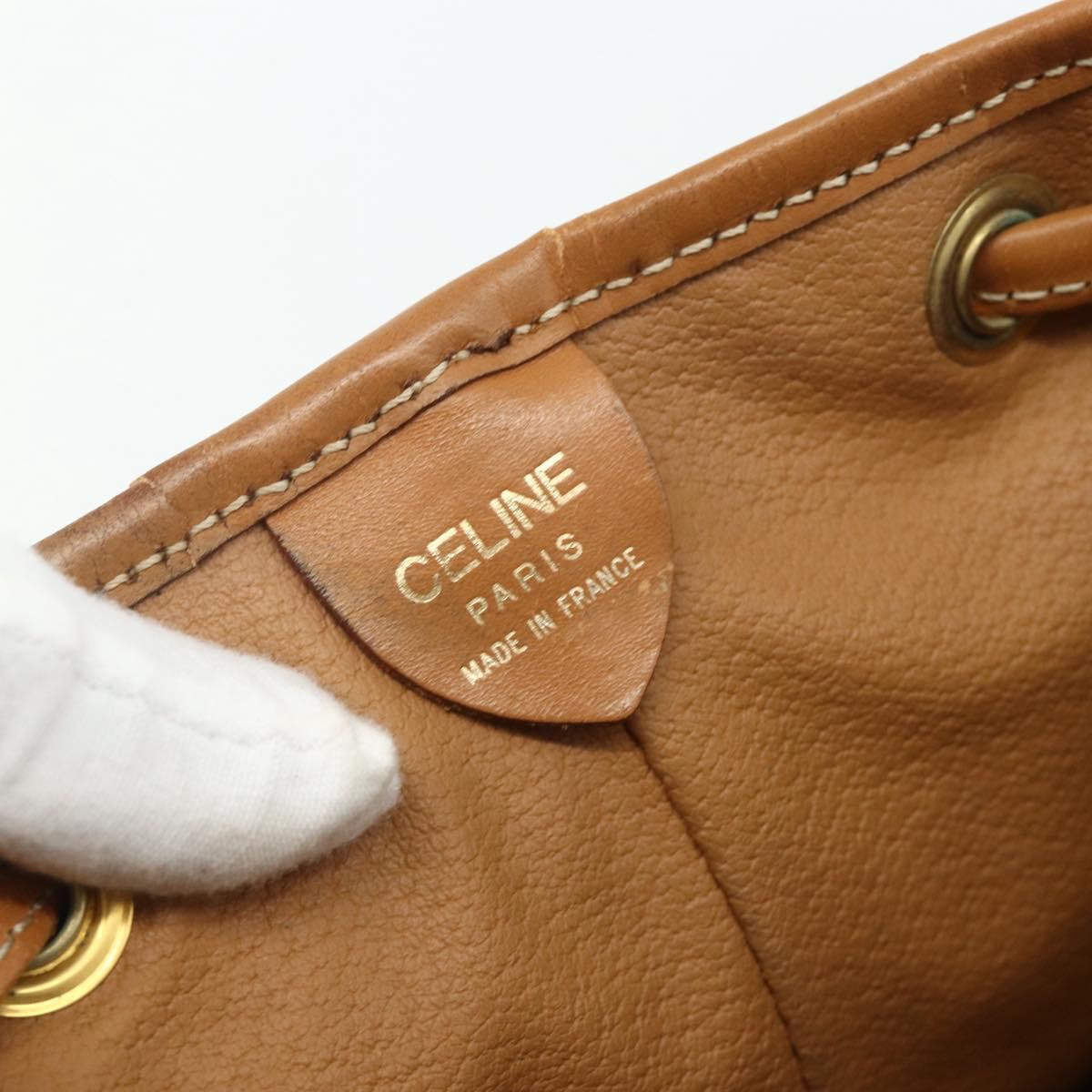 CELINE Macadam Canvas Backpack PVC Leather Brown Gold Auth bs34855
