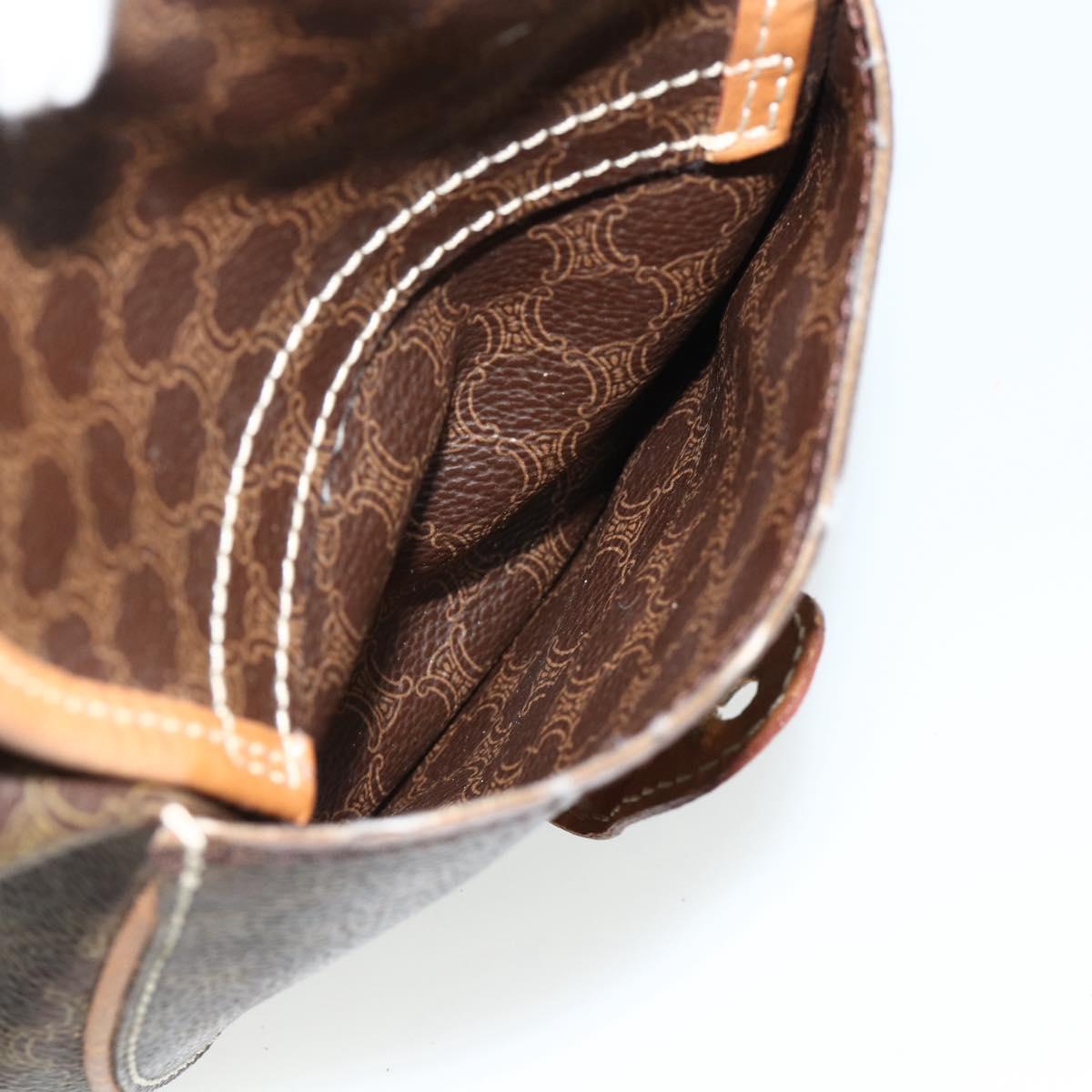 CELINE Macadam Canvas Backpack PVC Leather Brown Gold Auth bs34855
