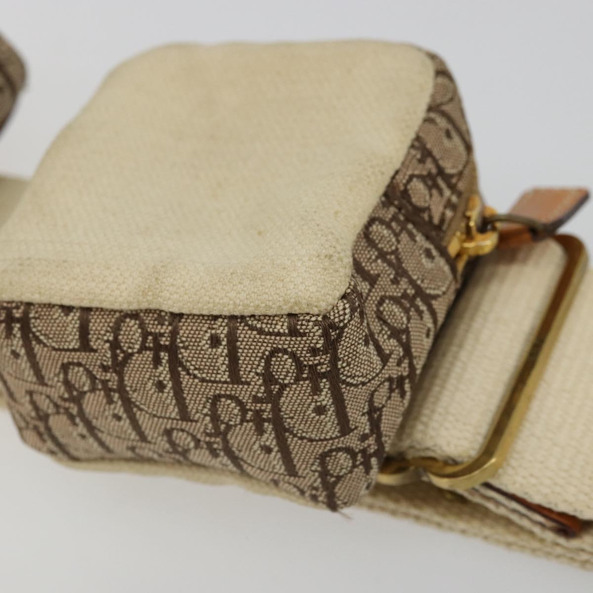 Christian Dior Trotter Canvas Belt Bag Street Chic Beige Gold Auth bs34856A