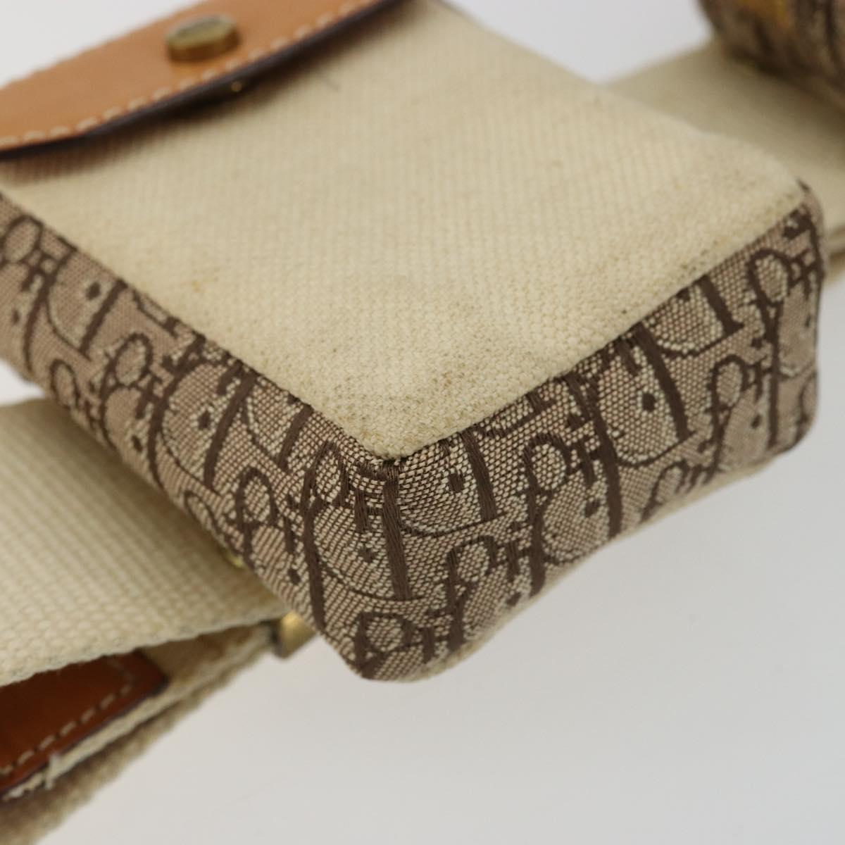 Christian Dior Trotter Canvas Belt Bag Street Chic Beige Gold Auth bs34856A
