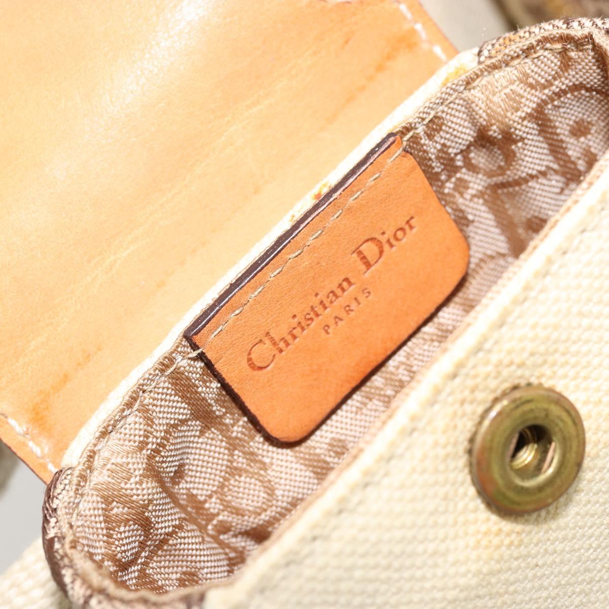 Christian Dior Trotter Canvas Belt Bag Street Chic Beige Gold Auth bs34856A