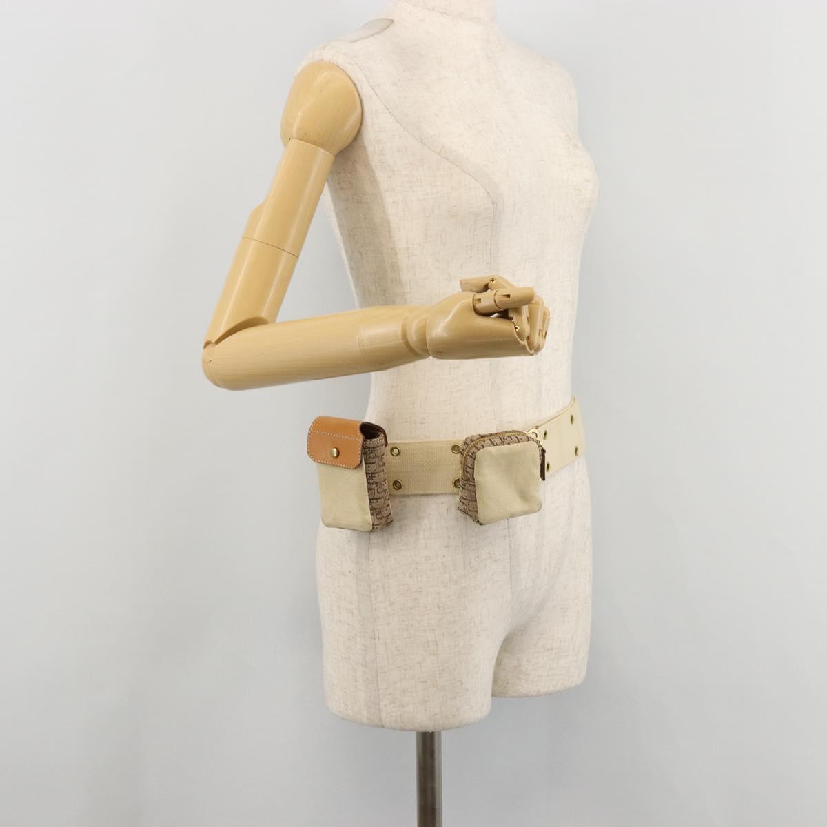 Christian Dior Trotter Canvas Belt Bag Street Chic Beige Gold Auth bs34856A