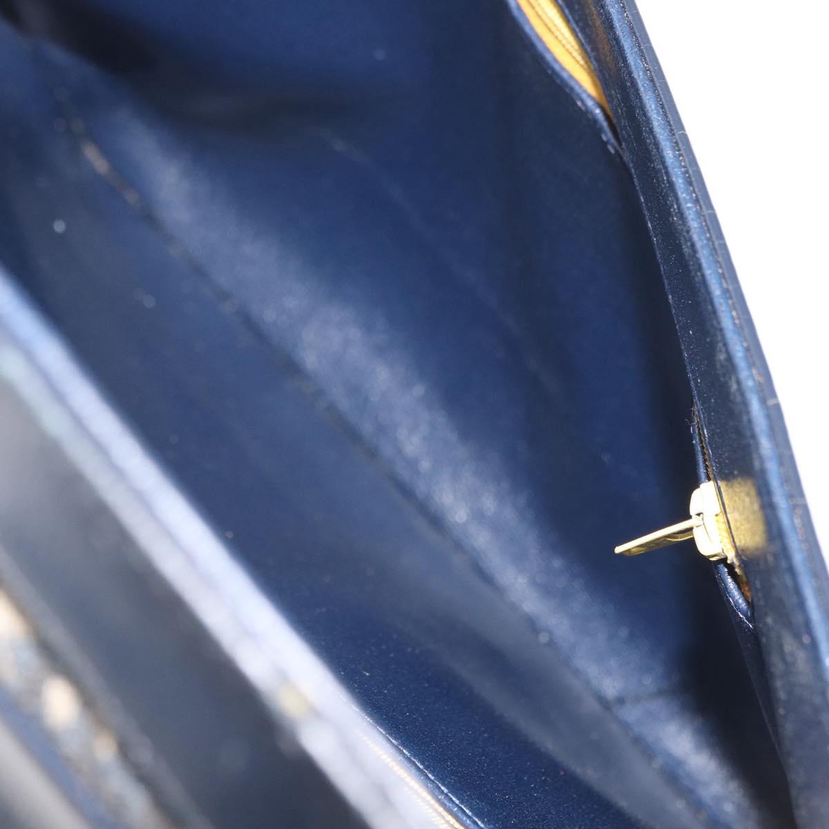 Christian Dior Shoulder Bag Leather Navy Gold Auth bs34858