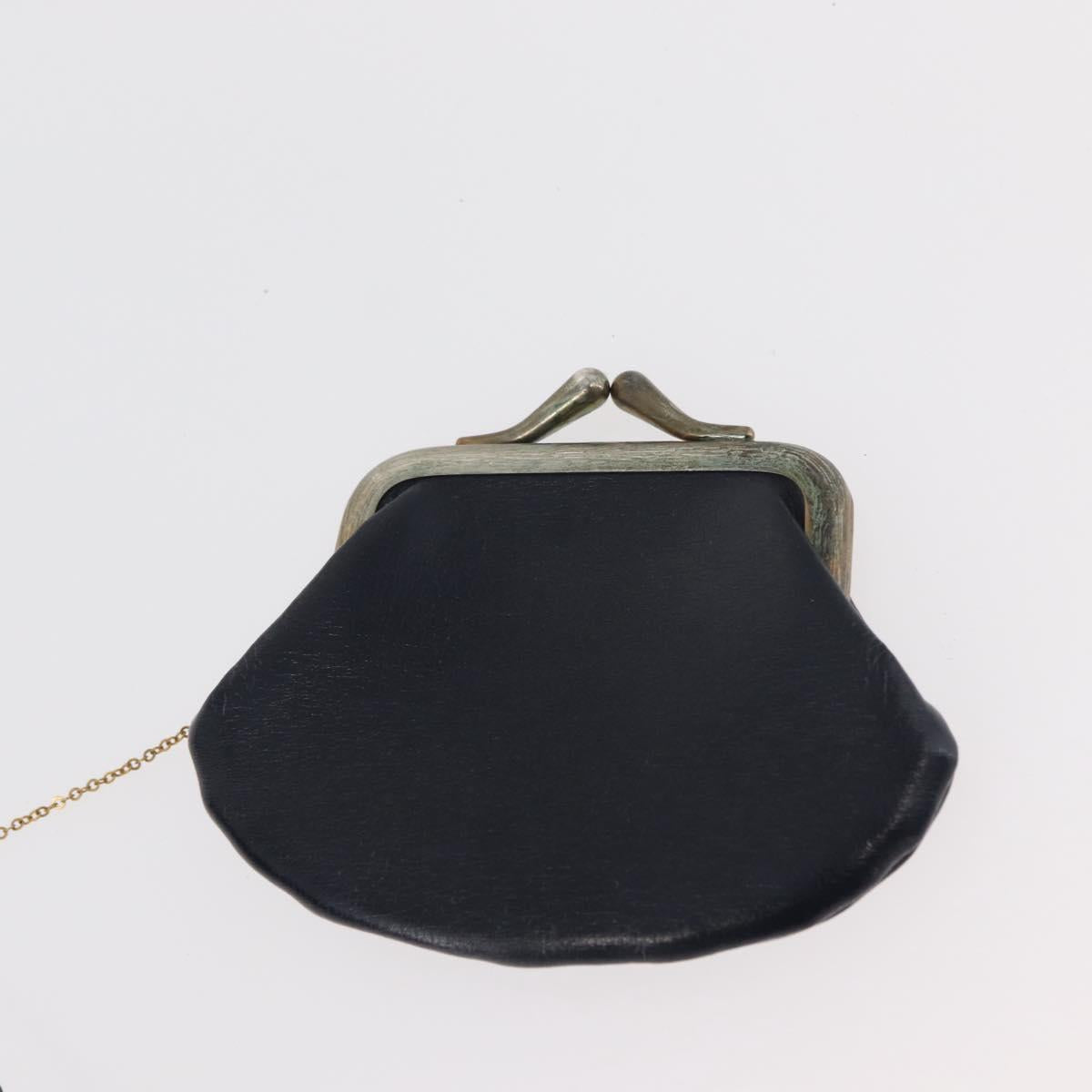 Christian Dior Shoulder Bag Leather Navy Gold Auth bs34858