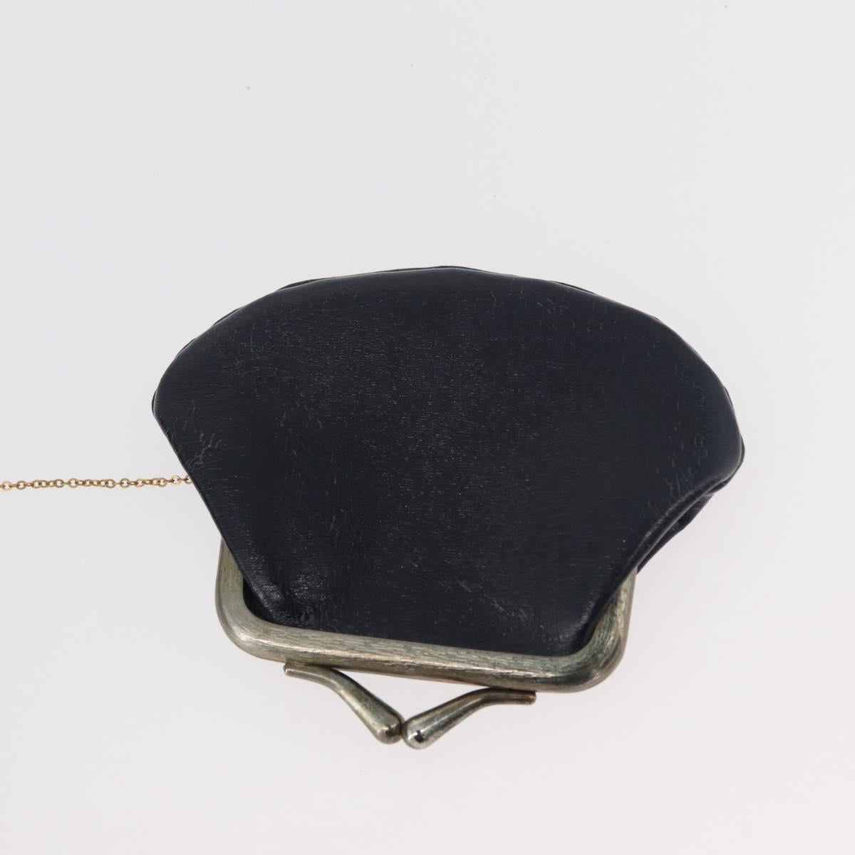 Christian Dior Shoulder Bag Leather Navy Gold Auth bs34858