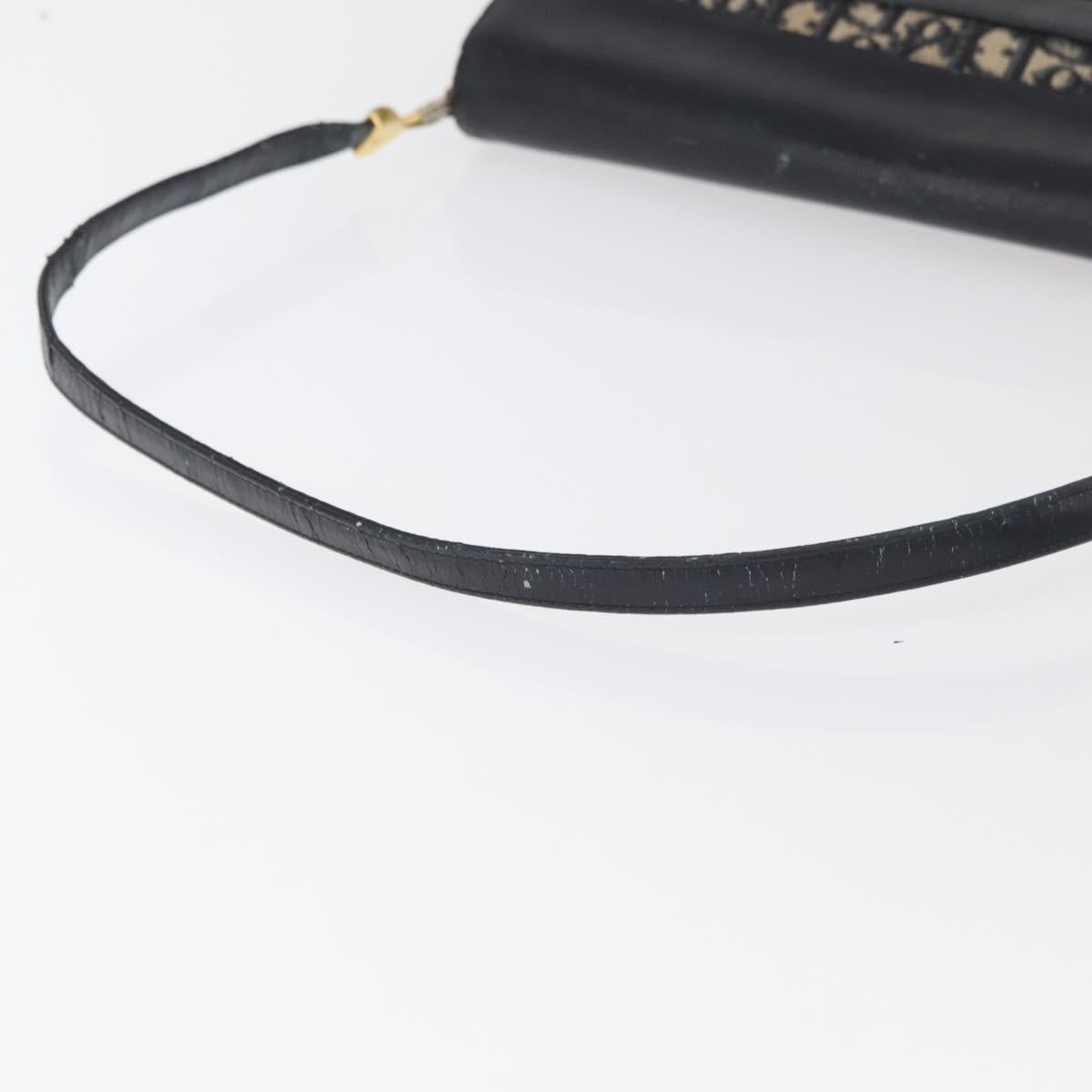 Christian Dior Shoulder Bag Leather Navy Gold Auth bs34858