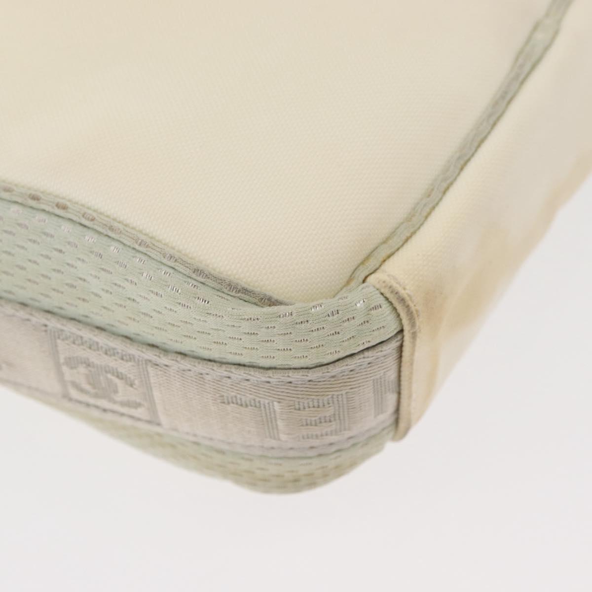 CHANEL Sports Line Shoulder Bag Nylon White Silver CC Auth bs34864