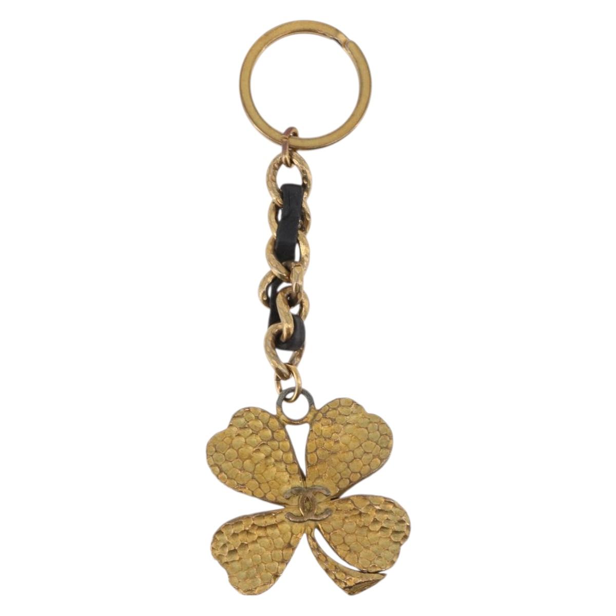 CHANEL COCO Mark Key Ring Charm metal Gold CC Auth bs34873