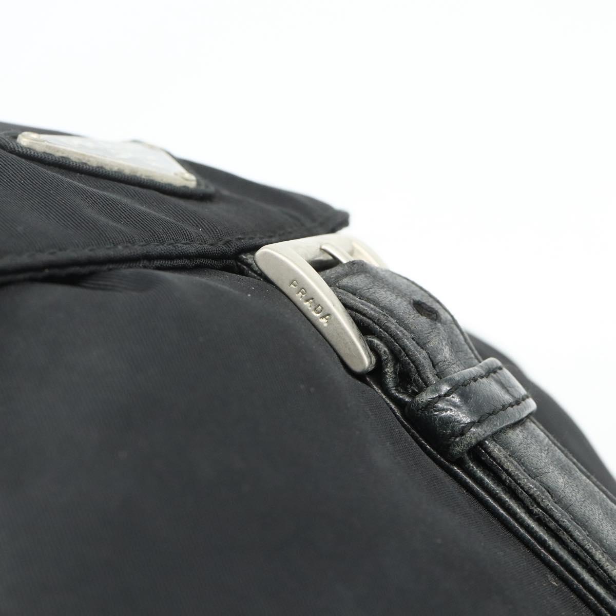 PRADA Chain Shoulder Backpack Nylon Black Silver Auth bs34877A