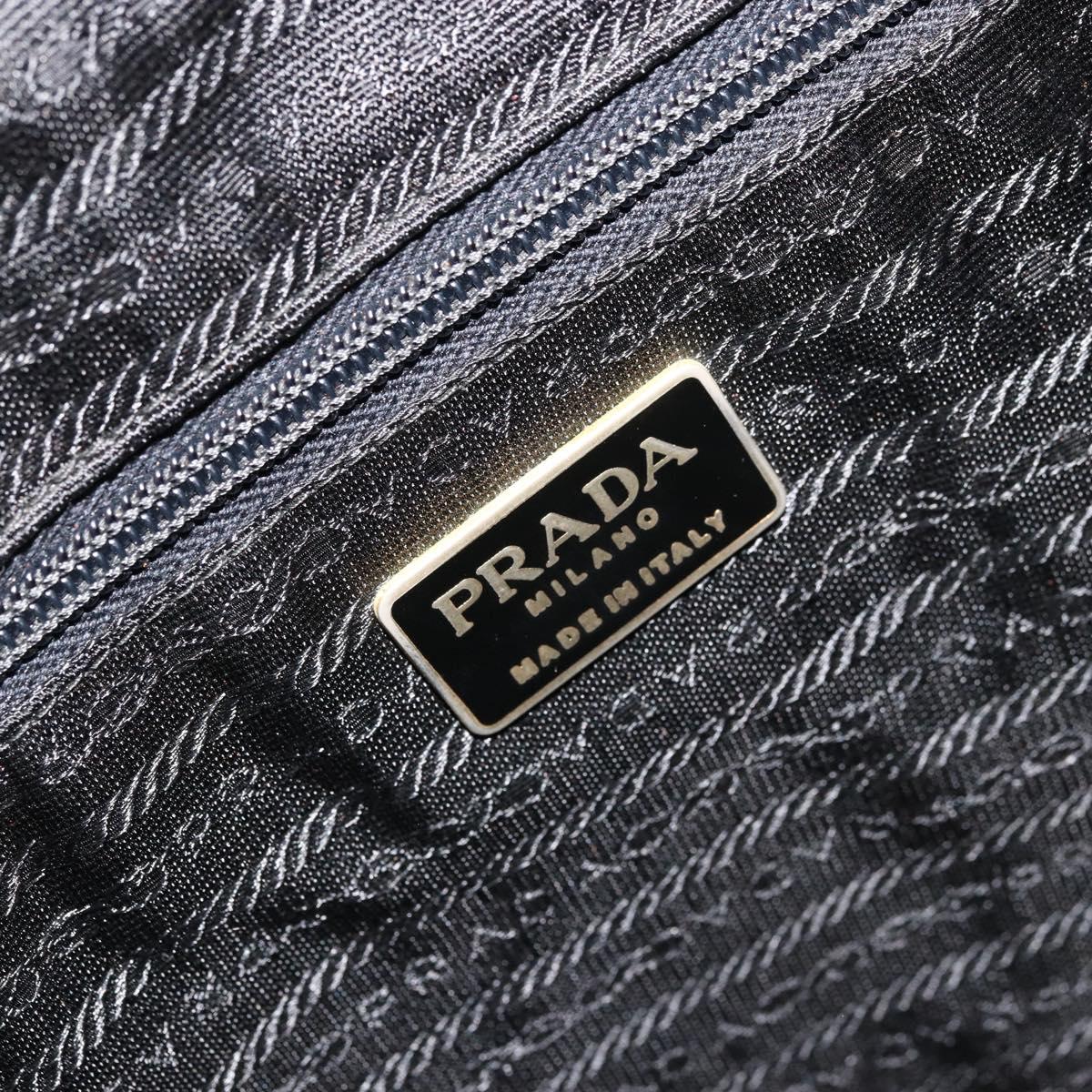 PRADA Chain Shoulder Bag Nylon Black Gold Auth bs34879A