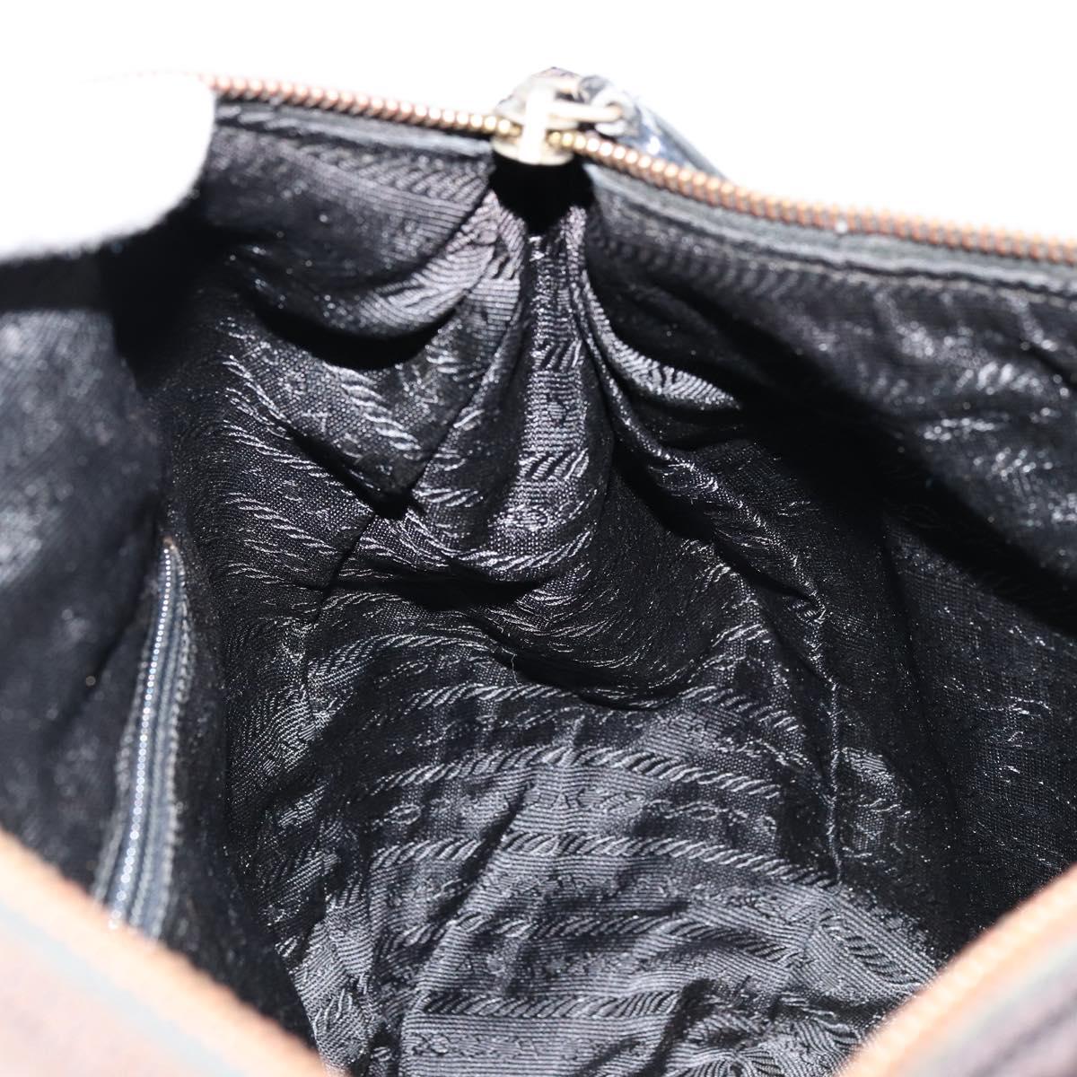 PRADA Chain Shoulder Bag Nylon Black Gold Auth bs34879A