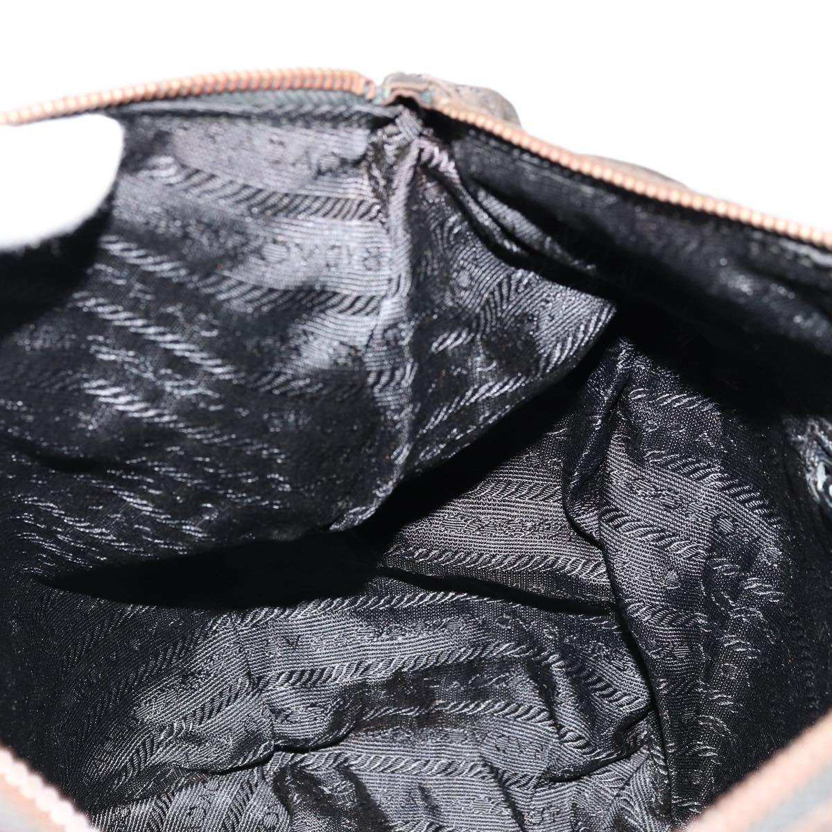 PRADA Chain Shoulder Bag Nylon Black Gold Auth bs34879A