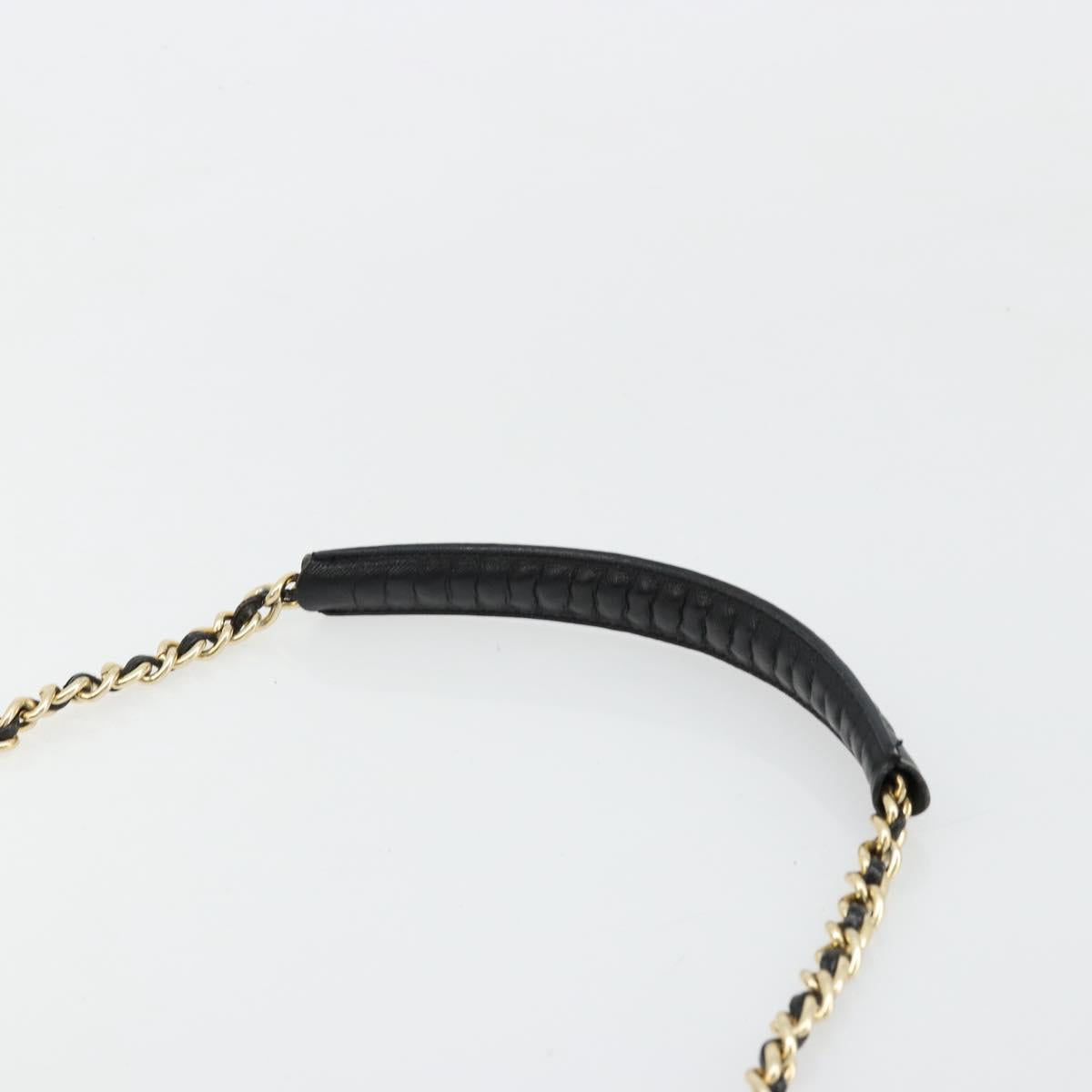 PRADA Chain Shoulder Bag Nylon Black Gold Auth bs34879A