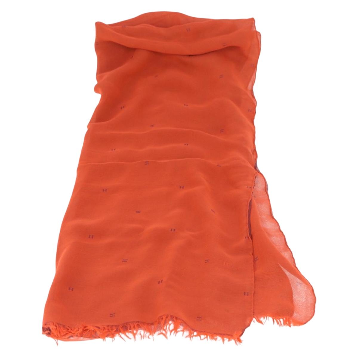 HERMES Scarf Silk Red Auth bs34883A