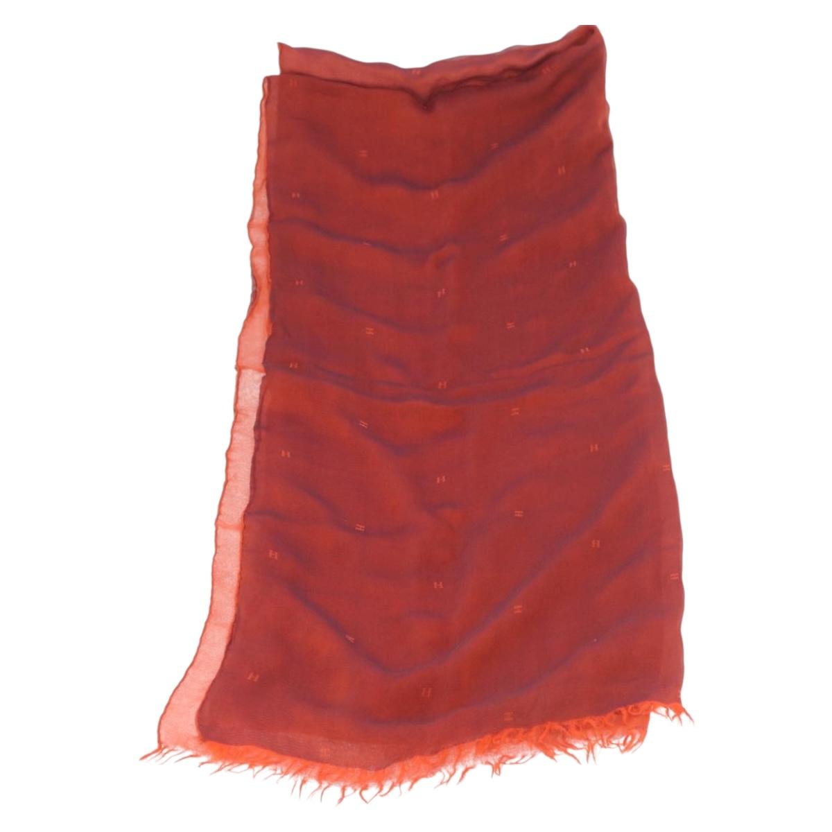 HERMES Scarf Silk Red Auth bs34883A