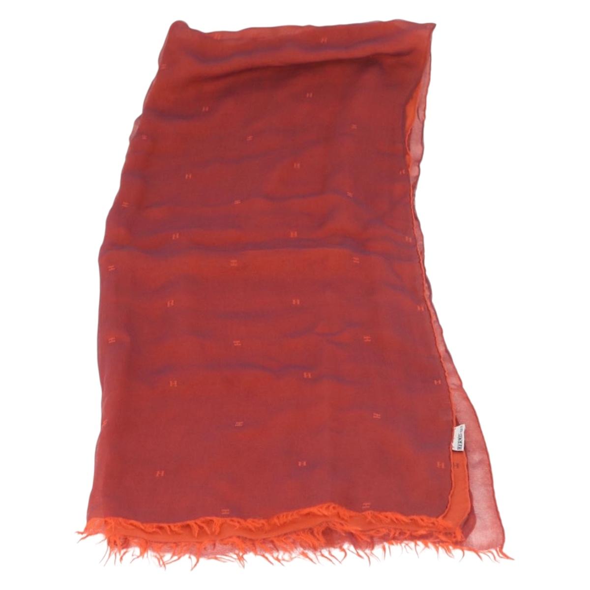 HERMES Scarf Silk Red Auth bs34883A