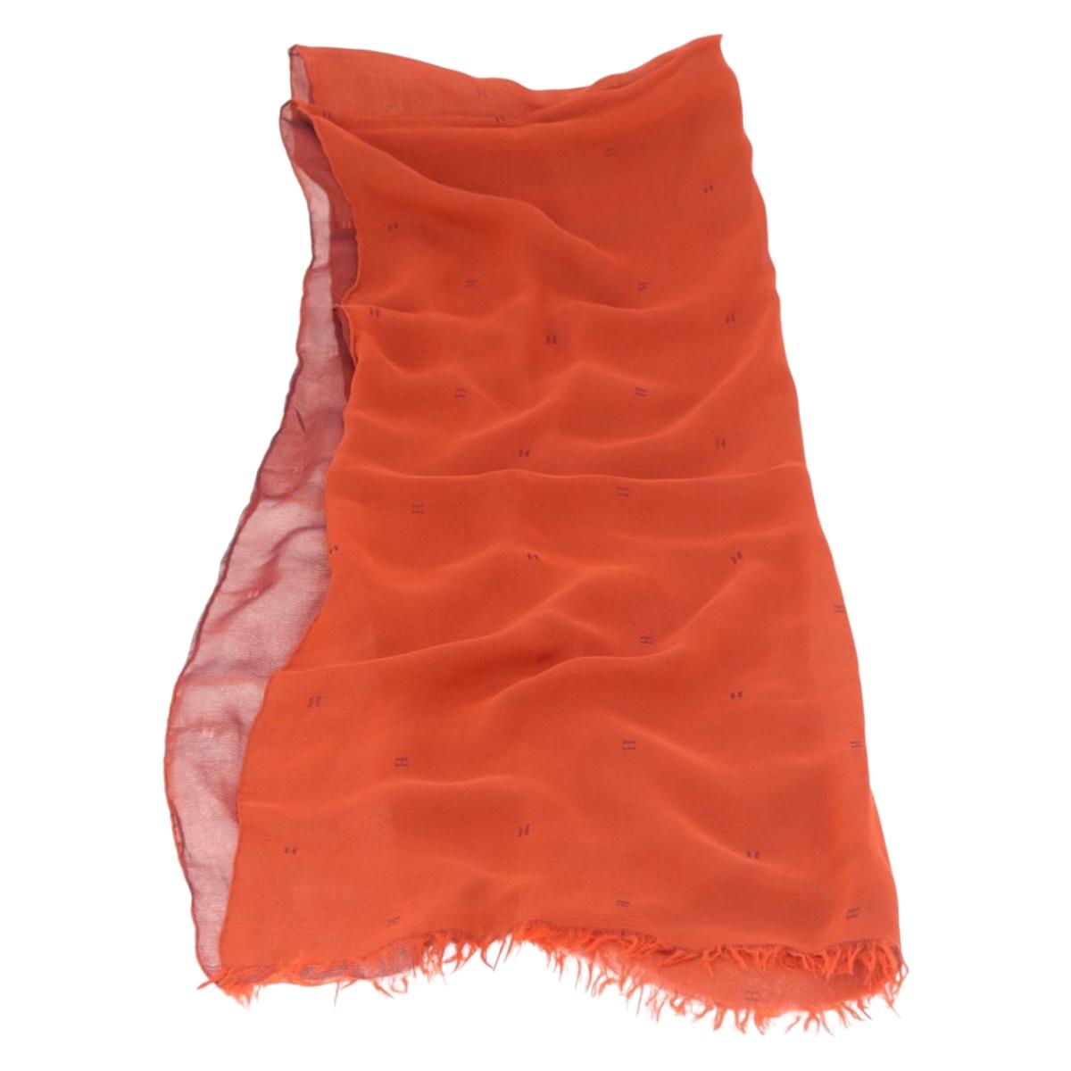 HERMES Scarf Silk Red Auth bs34883A