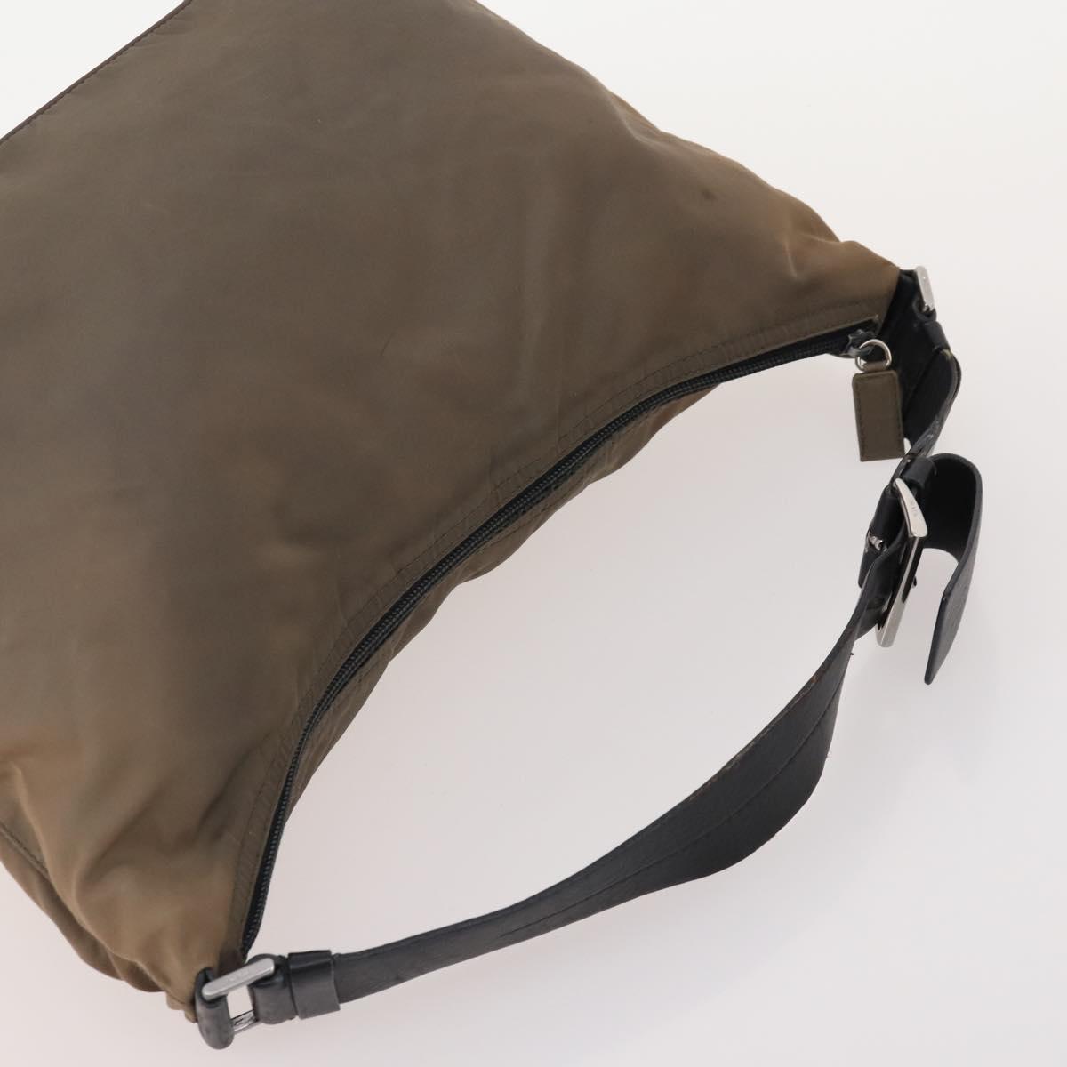 PRADA Shoulder Bag Canvas Nylon Leather 3 Set Brown White Auth bs34891