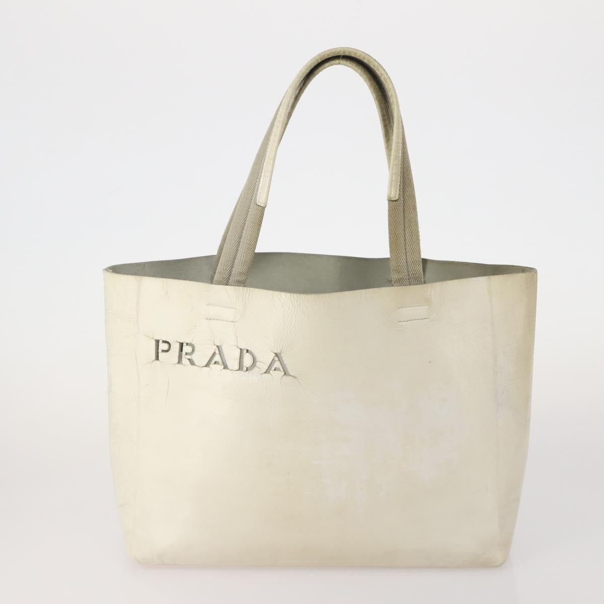 PRADA Shoulder Bag Canvas Nylon Leather 3 Set Brown White Auth bs34891