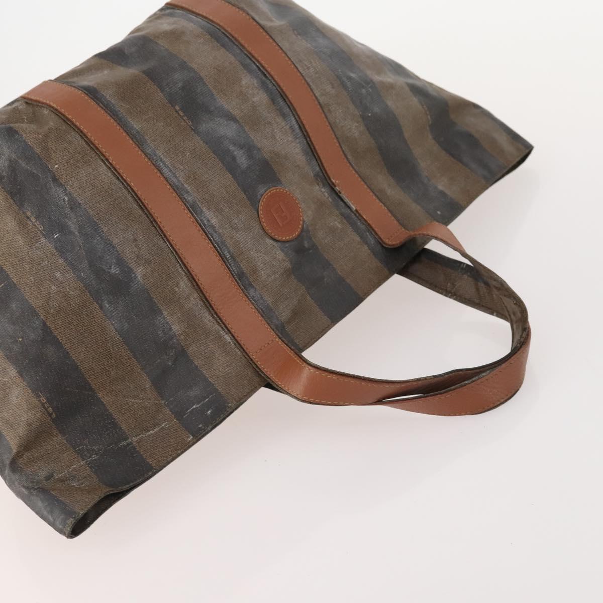 FENDI Pecan Canvas Shoulder Bag PVC 2 Set Black Brown Auth bs34895