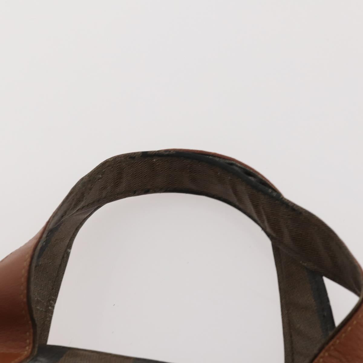 FENDI Pecan Canvas Shoulder Bag PVC 2 Set Black Brown Auth bs34895