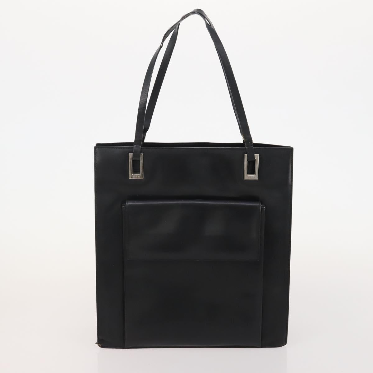 GUCCI GG Canvas GG Supreme Tote Bag Leather PVC 3 Set Black Beige Auth bs34896