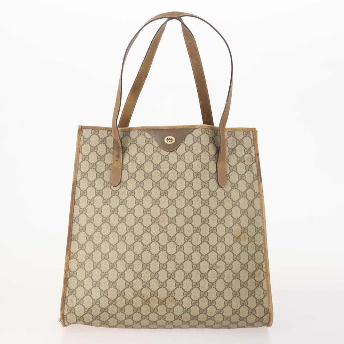 GUCCI GG Canvas GG Supreme Tote Bag Leather PVC 3 Set Black Beige Auth bs34896