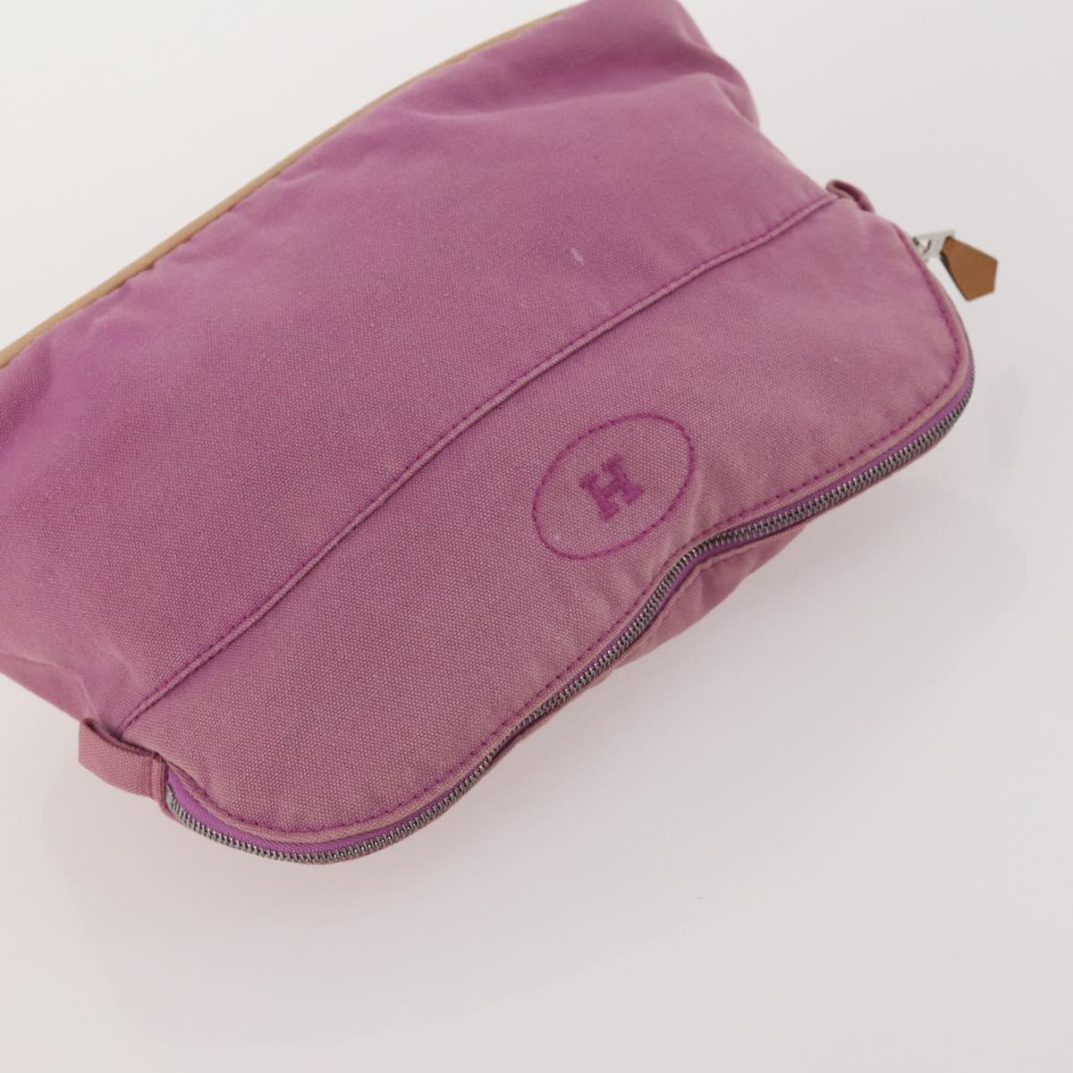 HERMES Fourre Tout Hand Bag Canvas 4 Set Bordeaux White pink Auth bs34897