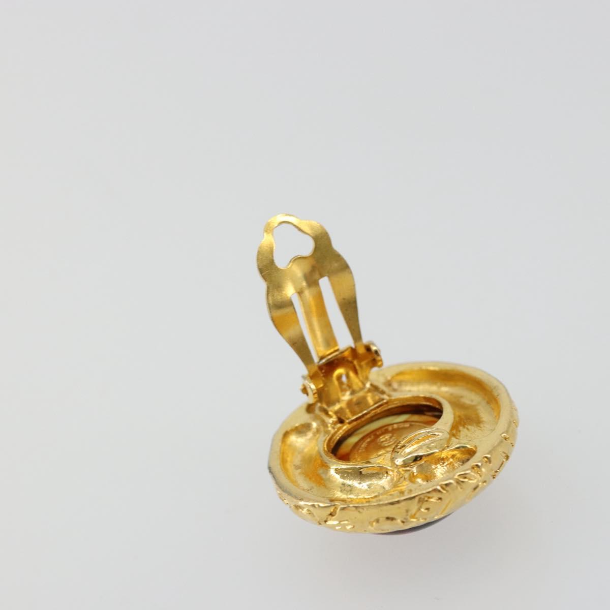 CHANEL Earring metal Gold Tone CC Auth bs34899