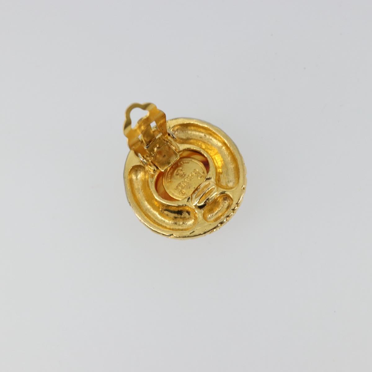 CHANEL Earring metal Gold Tone CC Auth bs34899