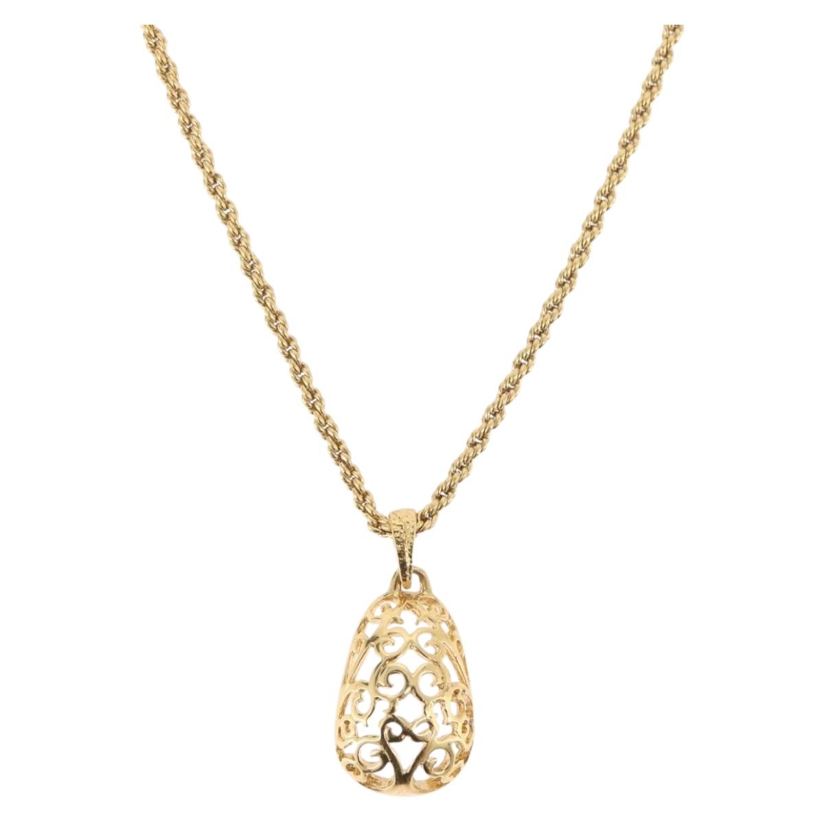 SAINT LAURENT Necklace metal Gold Tone Auth bs34901A
