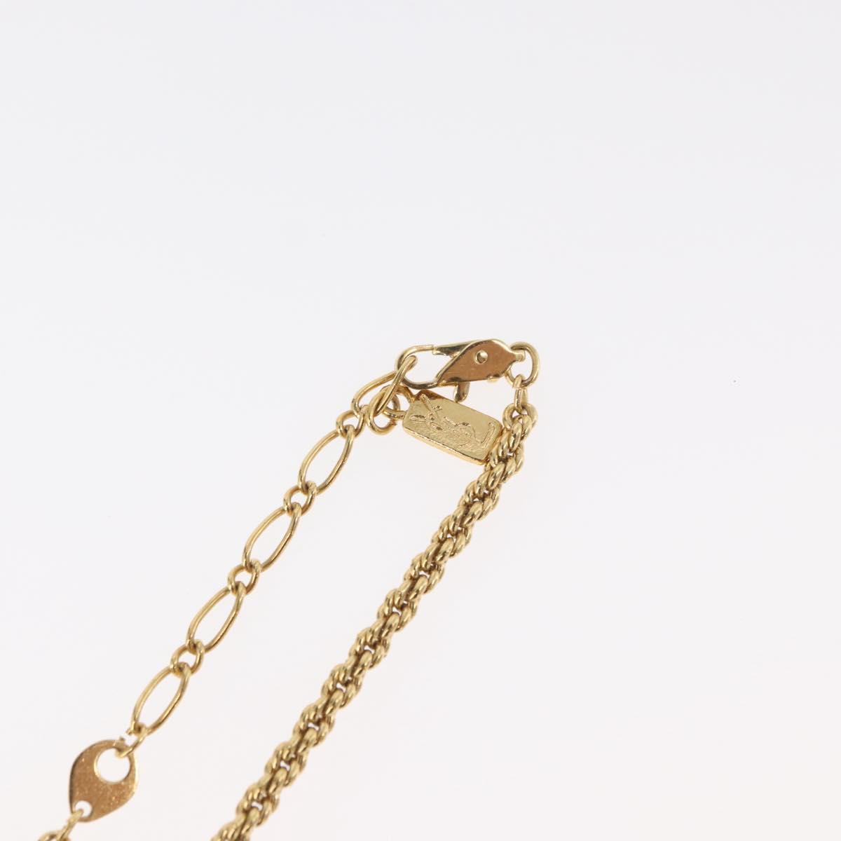 SAINT LAURENT Necklace metal Gold Tone Auth bs34901A