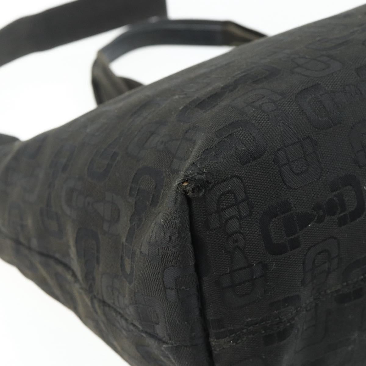 GUCCI Tote Bag Canvas 2way Black Silver 240058 Auth bs34902
