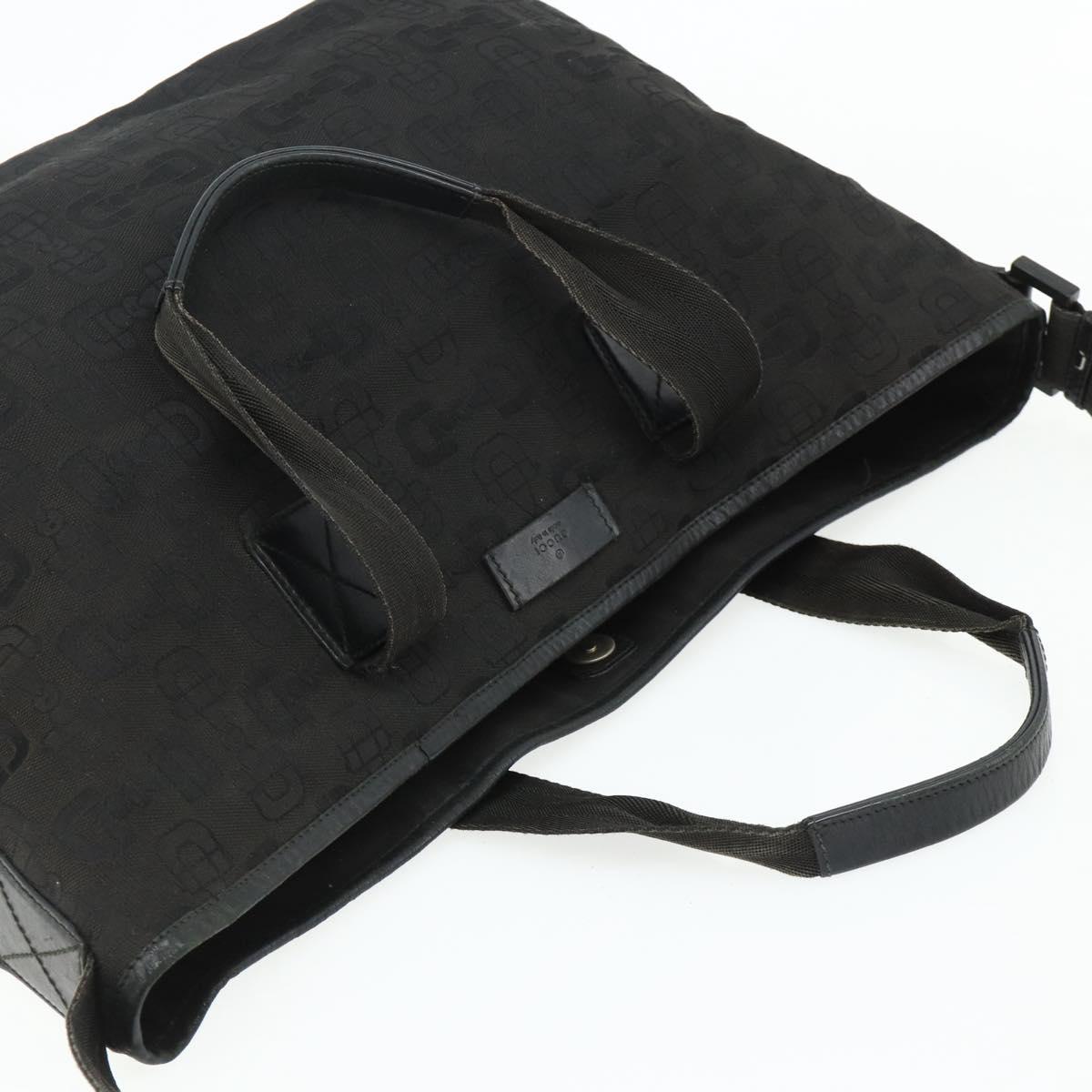 GUCCI Tote Bag Canvas 2way Black Silver 240058 Auth bs34902