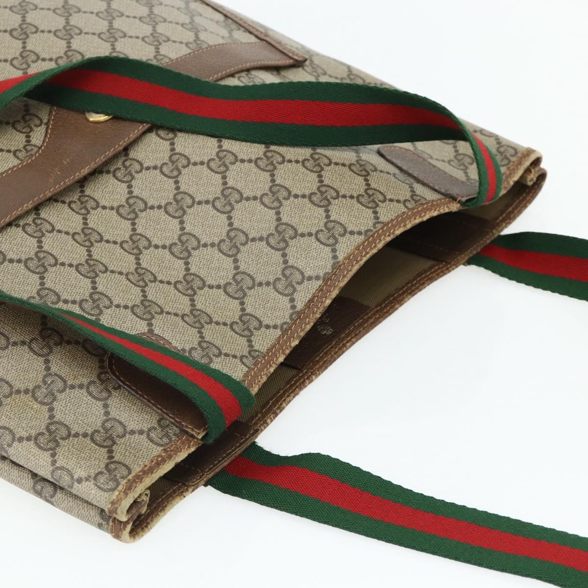GUCCI GG Supreme Web Sherry Line Bag PVC Beige Red Green 89 02 003 Auth bs34909