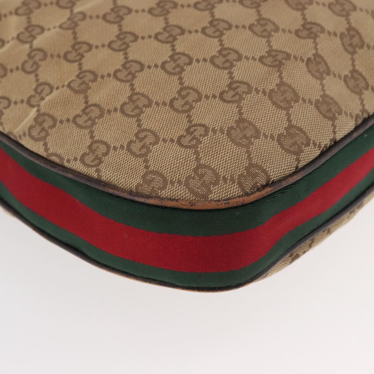 GUCCI GG Canvas Web Sherry Line Bag Beige Silver 001 3341 3444 Auth bs34910