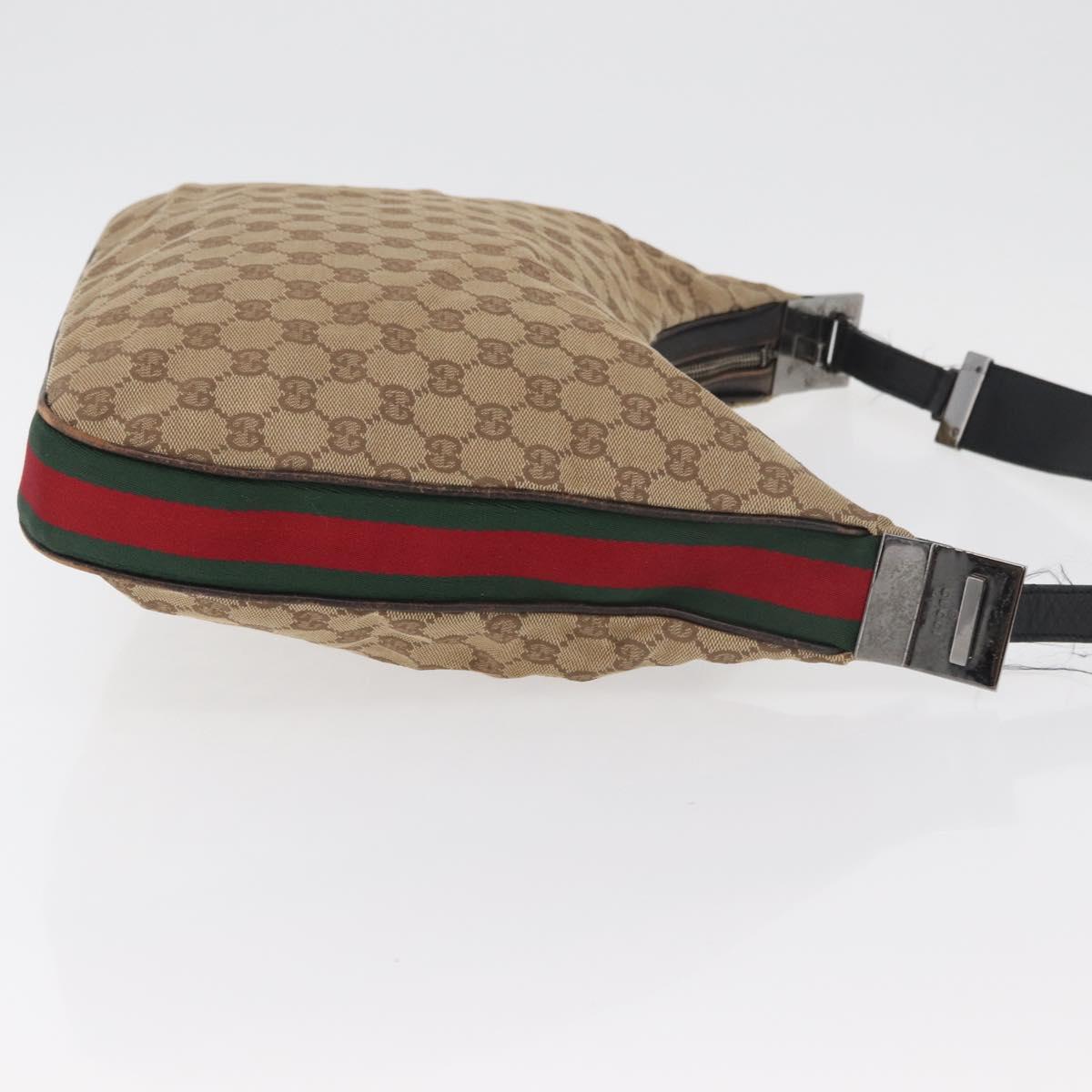 GUCCI GG Canvas Web Sherry Line Bag Beige Silver 001 3341 3444 Auth bs34910