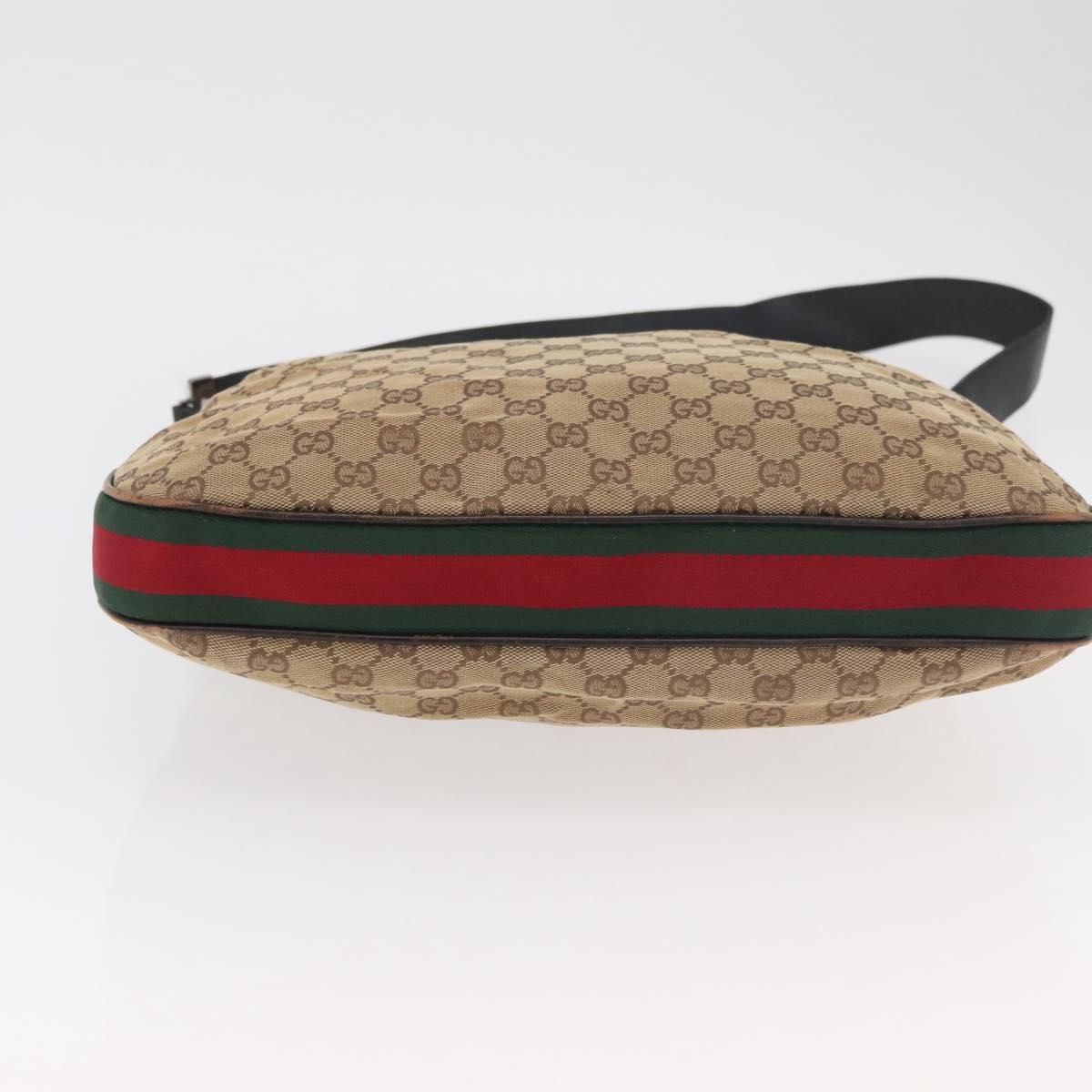 GUCCI GG Canvas Web Sherry Line Bag Beige Silver 001 3341 3444 Auth bs34910
