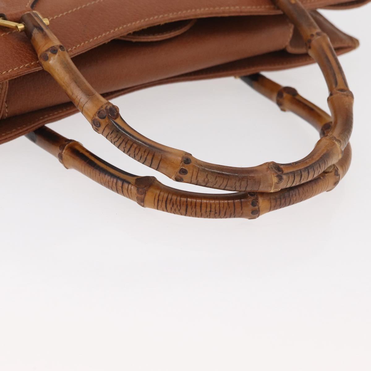 GUCCI Bamboo Tote Bag Leather Brown Gold 002 1186 0260 Auth bs34911