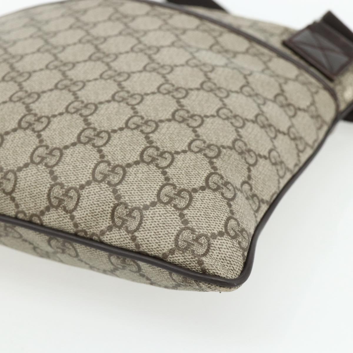 GUCCI GG Supreme Shoulder Bag PVC Beige Silver 141626 Auth bs34913