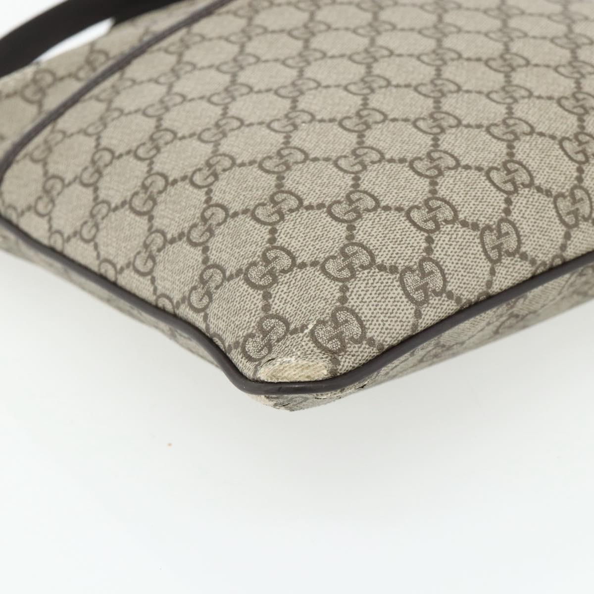 GUCCI GG Supreme Shoulder Bag PVC Beige Silver 141626 Auth bs34913