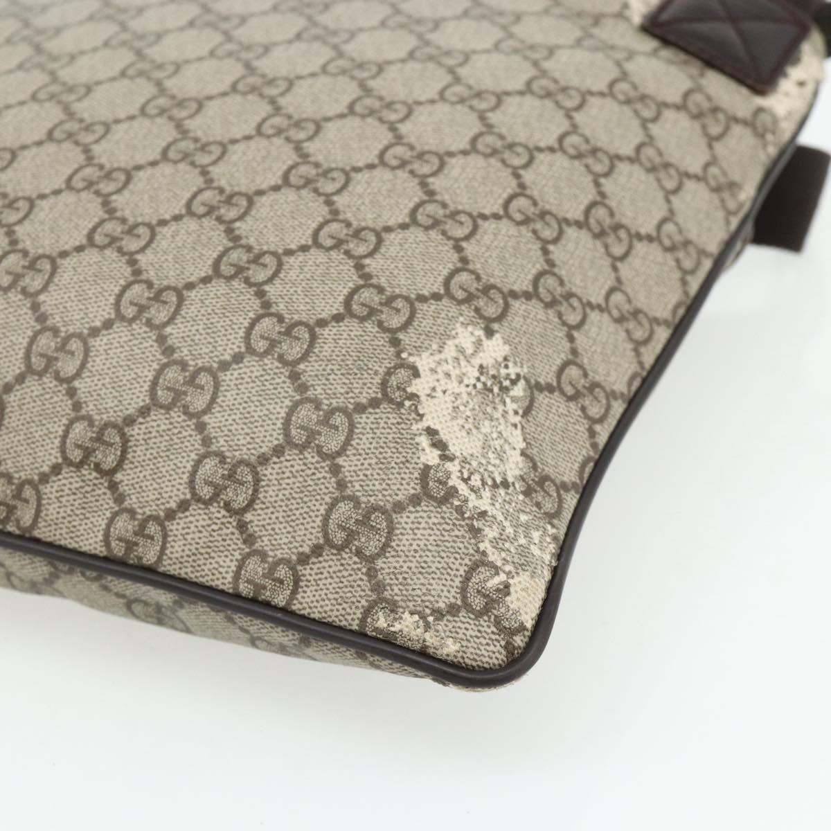 GUCCI GG Supreme Shoulder Bag PVC Beige Silver 141626 Auth bs34913