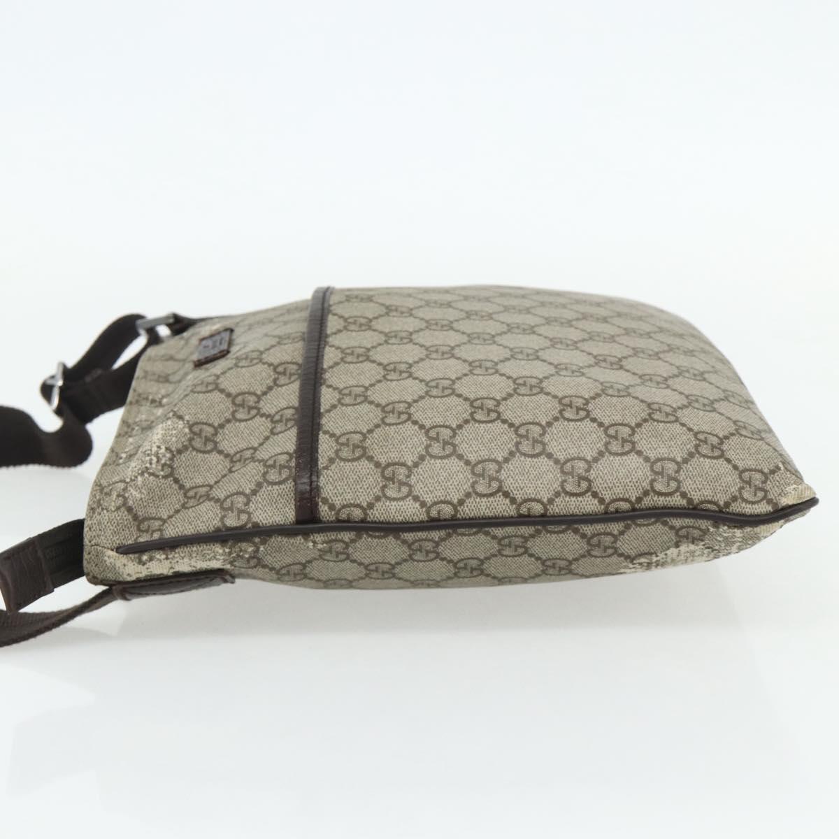 GUCCI GG Supreme Shoulder Bag PVC Beige Silver 141626 Auth bs34913