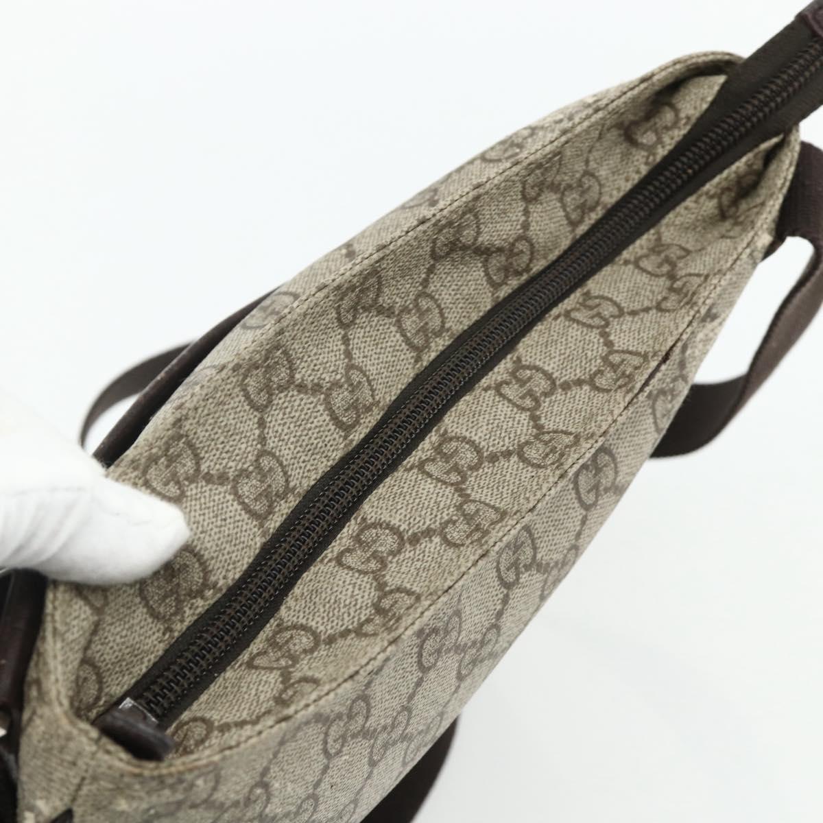 GUCCI GG Supreme Shoulder Bag PVC Beige Silver 141626 Auth bs34913