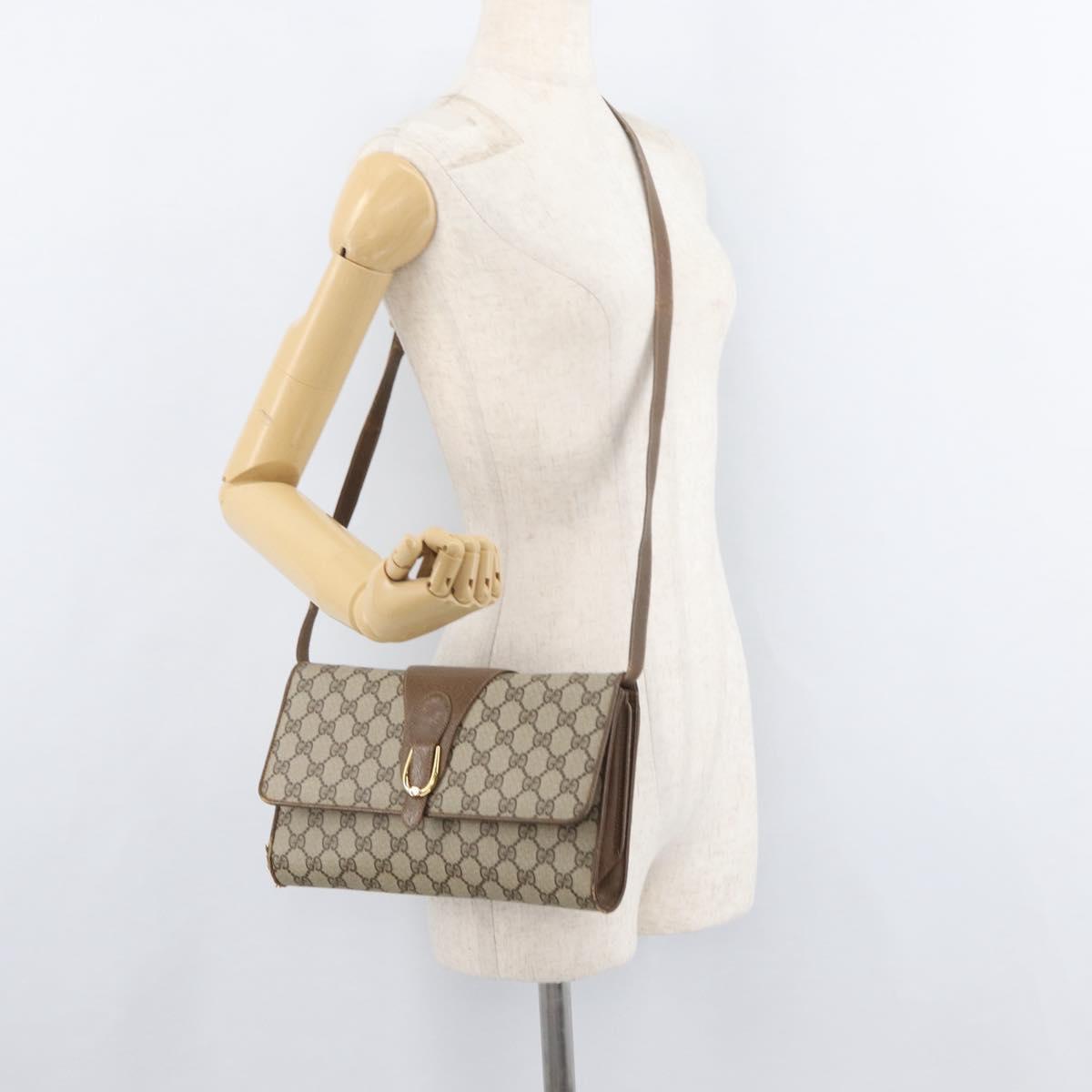 GUCCI GG Supreme Shoulder Bag PVC Beige Gold 904 02 050 Auth bs34914