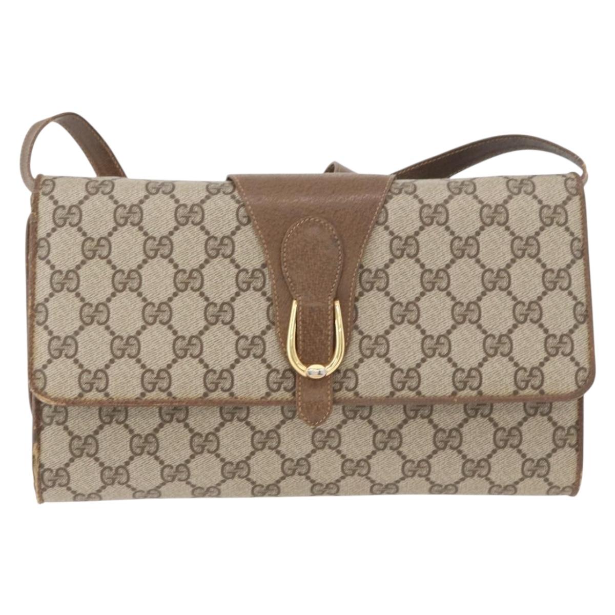 GUCCI GG Supreme Shoulder Bag PVC Beige Gold 904 02 050 Auth bs34914