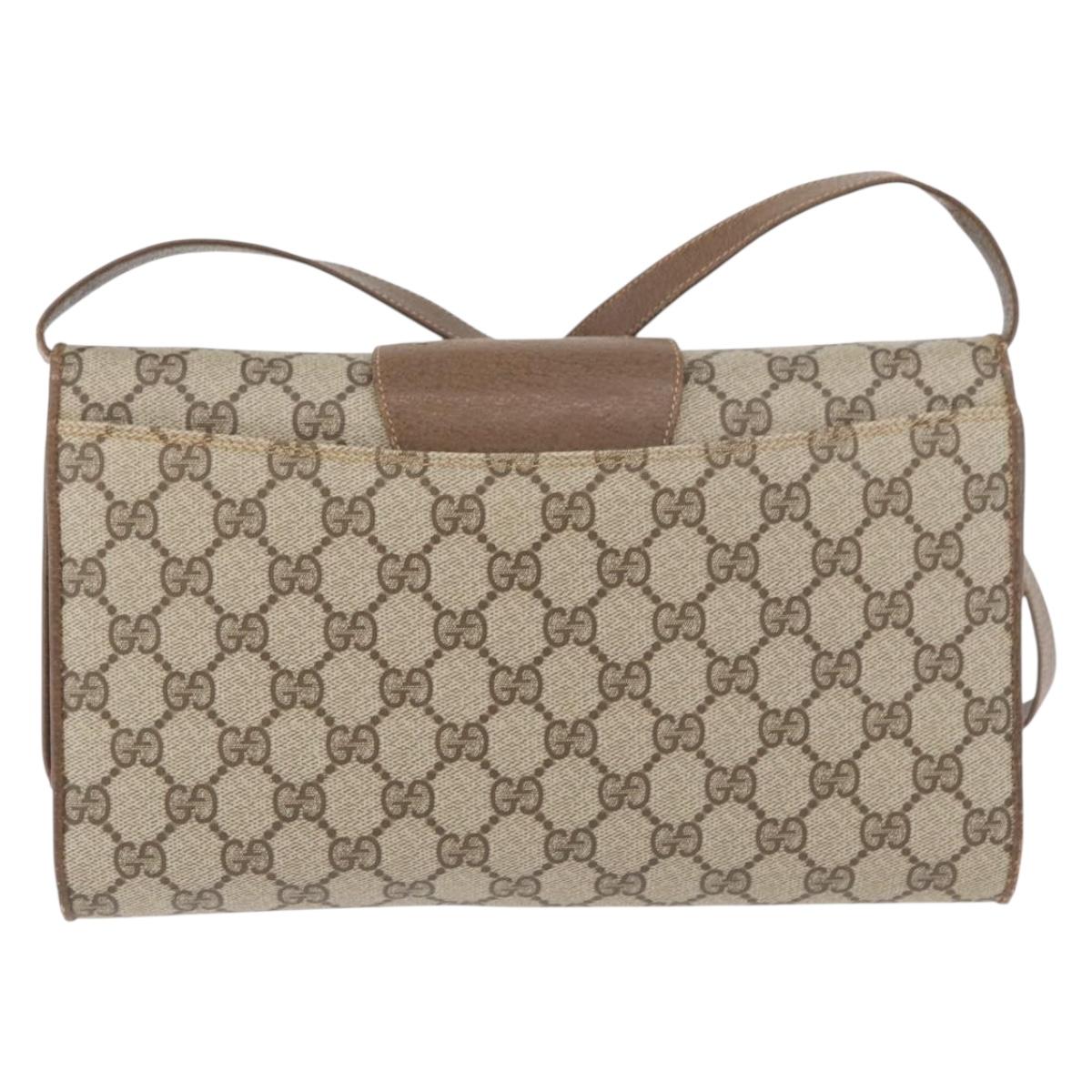 GUCCI GG Supreme Shoulder Bag PVC Beige Gold 904 02 050 Auth bs34914