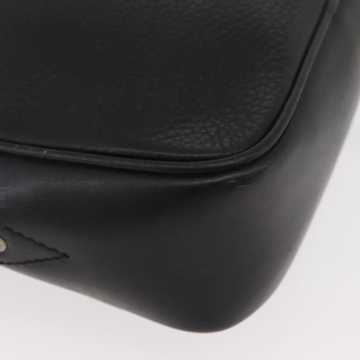 CELINE Shoulder Bag Leather Black Gold Auth bs34916